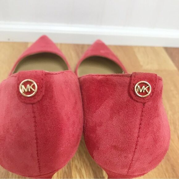 MICHAEL KORS Dorothy Flex Suede Pump Heel Pointed Toe Red Leather Size 7.5 New - Picture 8 of 13